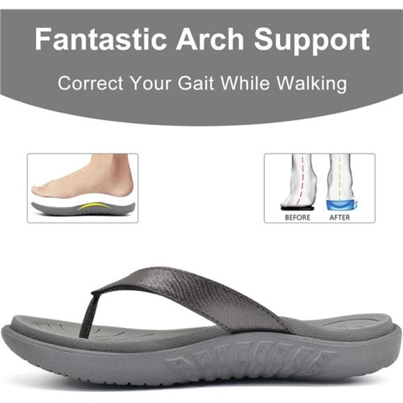 Womens Fashion Orthotic Flip Flops Ladies Slip On Lightweight Comfortable Thick - Picture 5 of 7